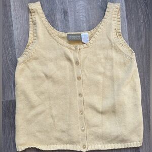 Vintage Knit Butter Yellow Button Up Tank Top Cardigan